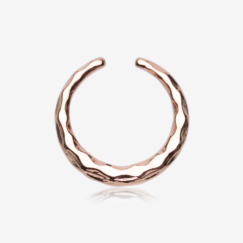 Rose Gold Aelia Faceted Steel Pincher Septum Ring