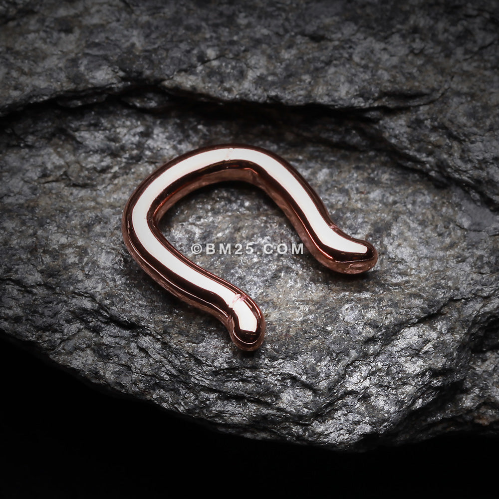 Detail View 1 of Rose Gold PVD Steel Septum Ring-Rose Gold