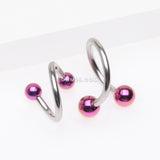 Detail View 1 of Basic Steel Twist Spiral Ring with PVD Plated Balls-Purple