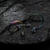 Detail View 2 of Colorline PVD Aurora Gem Ball Twist Spiral Ring-Rainbow/Clear