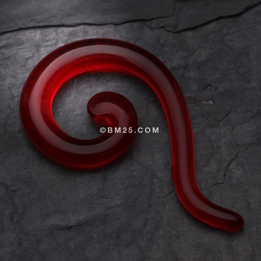 Detail View 1 of A Pair of Claw Hook Acrylic Ear Gauge Taper Hanger-Red