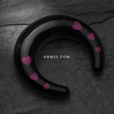 Detail View 1 of A Pair of Lovestruck Hearts Acrylic Ear Gauge Buffalo Hanger-Black