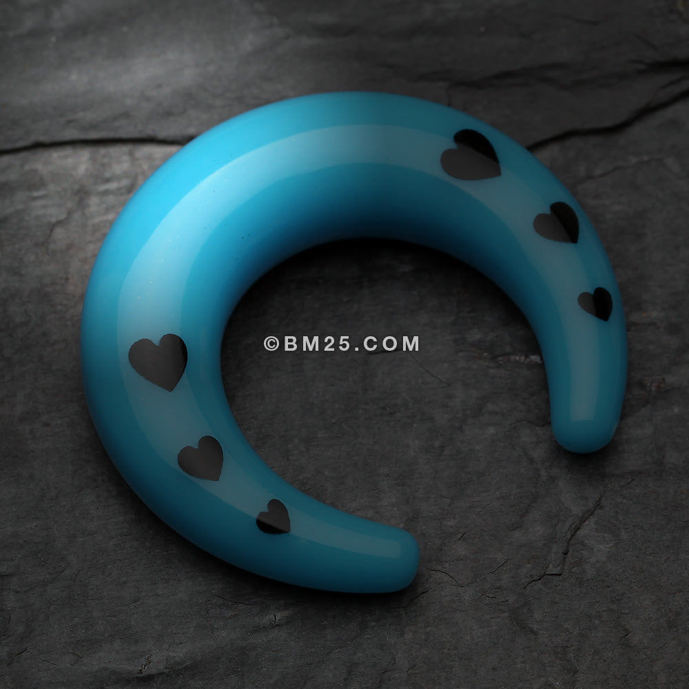 Detail View 1 of A Pair of Lovestruck Hearts Acrylic Ear Gauge Buffalo Hanger-Blue