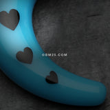 Detail View 2 of A Pair of Lovestruck Hearts Acrylic Ear Gauge Buffalo Hanger-Blue