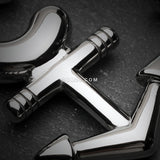 Detail View 2 of A Pair of Classic Anchor Steel Ear Gauge Hanging Taper-Steel