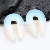 Detail View 1 of A Pair of Opalite Stone Keyhole Ear Weight Gauge Hanger