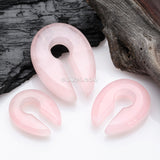 Detail View 2 of A Pair of Rose Quartz Stone Keyhole Ear Weight Gauge Hanger