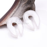 Detail View 1 of A Pair of Clear Quartz Stone Keyhole Ear Weight Gauge Hanger