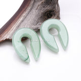 Detail View 1 of A Pair of Green Jade Aventurine Stone Keyhole Ear Weight Gauge Hanger