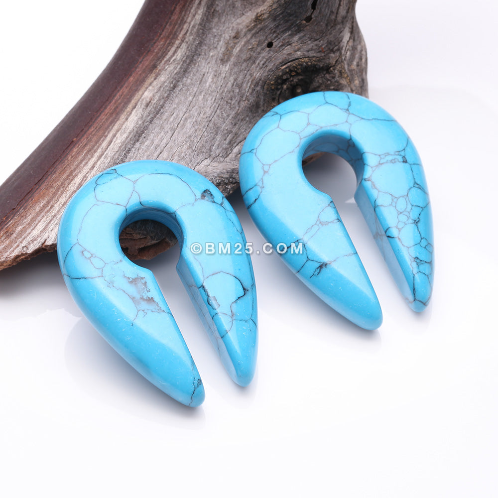 Detail View 1 of A Pair of Turquoise Stone Keyhole Ear Weight Gauge Hanger