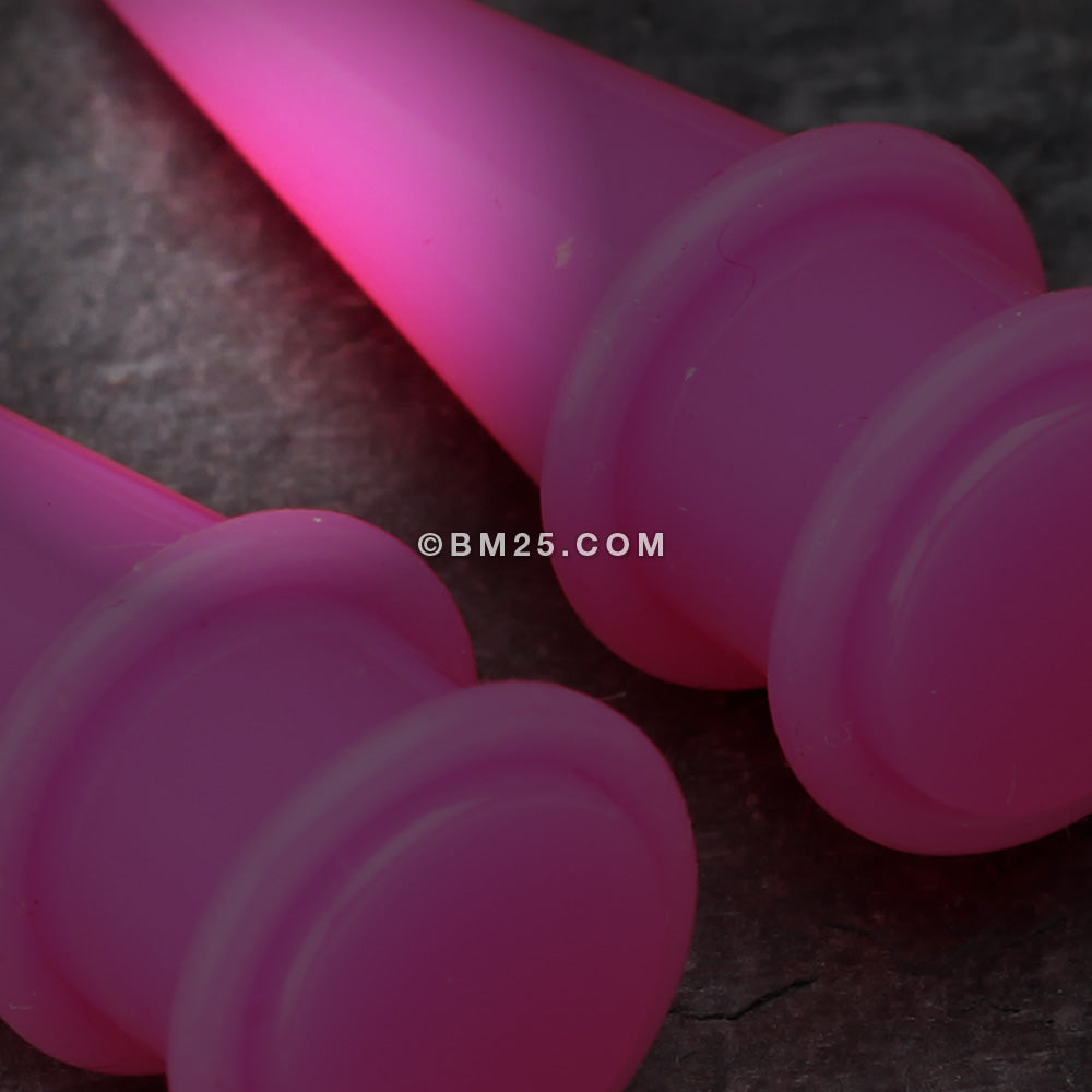 Detail View 2 of A Pair of Solid Short UV Acrylic Taper-Pink
