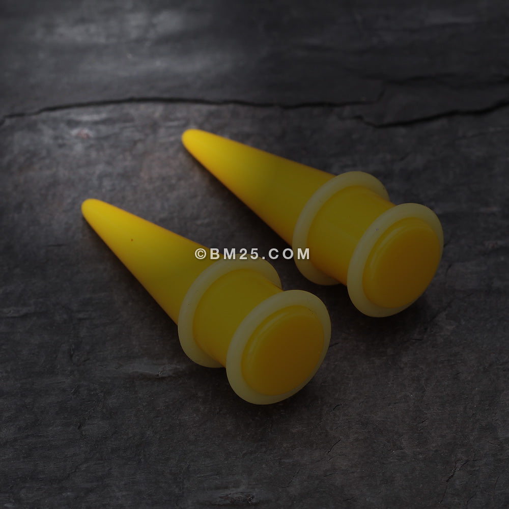 Detail View 1 of A Pair of Solid Short UV Acrylic Taper-Yellow