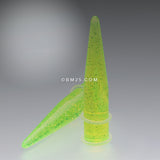 Detail View 1 of A Pair of Glitter UV Acrylic Taper-Green