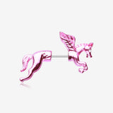 A Pair of Colorline Pegasus Fake Taper Earring-Pink/Clear