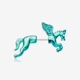A Pair of Colorline Pegasus Fake Taper Earring-Teal/Clear