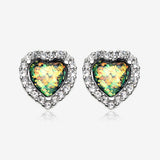 A Pair of Opal Heart Essentia Sparkle Stud Earrings*