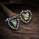 Detail View 1 of A Pair of Blackline Opal Heart Essentia Sparkle Stud Earrings-Black/Clear