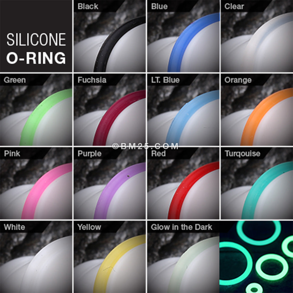 Detail View 3 of A Pair of Glow in the Dark Hypo-Allergenic Silicone O-Ring-Clear Gem/White