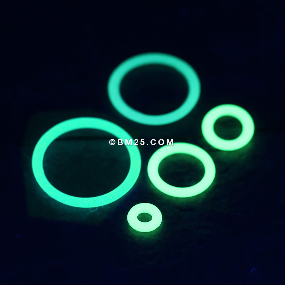 Detail View 4 of A Pair of Glow in the Dark Hypo-Allergenic Silicone O-Ring-Clear Gem/White