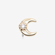 14 Karat Gold OneFit™ Threadless Hollow Diamond Crescent Moon Top Part