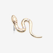 14 Karat Gold OneFit Threadless Flower Diamond Snake Top Part