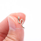 Detail View 2 of 14 Karat Gold OneFit Threadless Flower Diamond Snake Top Part