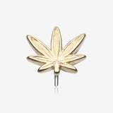 14 Karat Gold OneFit Threadless Cannabis Pot Leaf Top Part