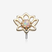 14 Karat Gold OneFit™ Threadless Lotus Blossom Fire Opal Sparkle Top Part