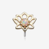 14 Karat Gold OneFit‚Ñ¢ Threadless Lotus Blossom Fire Opal Sparkle Top Part-White Opal