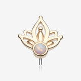 14 Karat Gold OneFit‚Ñ¢ Threadless Lotus Royal Fire Opal Sparkle Top Part-White Opal