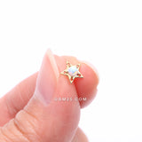 Detail View 2 of 14 Karat Gold OneFit Threadless Fire Opal Hollow Star Top Part-White Opal