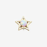 14 Karat Gold OneFit Threadless Fire Opal Hollow Star Top Part-White Opal