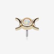 14 Karat Gold OneFit Threadless Triple Goddess Fire Opal Moon Top Part