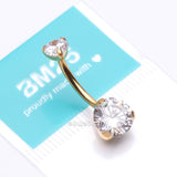 Detail View 4 of Pure24K Implant Grade Titanium Internally Threaded Prong Set Belly Button Ring-Clear Gem