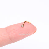 Detail View 2 of Pure24K Implant Grade Titanium Bezel Set Gem Top L-Shaped Nose Ring-Clear Gem