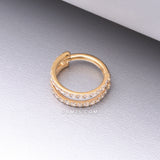 Detail View 1 of Pure24K Implant Grade Titanium Double Hoop Lined Sparkle Seamless Clicker Hoop Ring