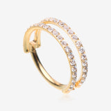Pure24K Implant Grade Titanium Double Hoop Lined Sparkle Seamless Clicker Hoop Ring