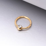 Detail View 1 of Pure24K Implant Grade Titanium Front Gem Ball CBR Style Seamless Clicker Hoop Ring-Clear Gem
