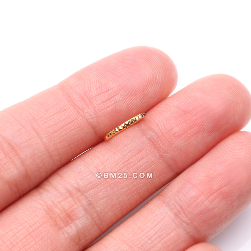 Detail View 2 of Pure24K Implant Grade Titanium Pyramid Studded Geometric Seamless Clicker Hoop Ring