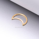 Detail View 1 of Pure24K Implant Grade Titanium Gem Lined Crescent Moon Seamless Clicker Hoop Ring-Clear Gem