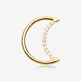 Pure24K Implant Grade Titanium Gem Lined Crescent Moon Seamless Clicker Hoop Ring