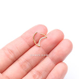 Detail View 3 of Pure24K Implant Grade Titanium Gem Lined Crescent Moon Seamless Clicker Hoop Ring-Clear Gem