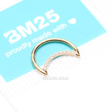 Detail View 4 of Pure24K Implant Grade Titanium Gem Lined Crescent Moon Seamless Clicker Hoop Ring-Clear Gem
