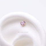 Detail View 1 of Pure24K Implant Grade Titanium OneFit Threadless Alexandrite CZ Prong Set Birthstone Gem Top Part