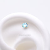 Detail View 1 of Pure24K Implant Grade Titanium OneFit Threadless Aquamarine CZ Prong Set Birthstone Gem Top Part