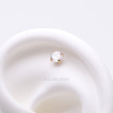 Detail View 1 of Pure24K Implant Grade Titanium OneFit Threadless Diamond CZ Prong Set Birthstone Gem Top Part