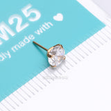 Detail View 4 of Pure24K Implant Grade Titanium OneFit Threadless Diamond CZ Prong Set Birthstone Gem Top Part