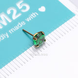Detail View 4 of Pure24K Implant Grade Titanium OneFit Threadless Emerald CZ Prong Set Birthstone Gem Top Part