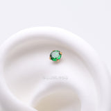 Detail View 1 of Pure24K Implant Grade Titanium OneFit Threadless Emerald CZ Prong Set Birthstone Gem Top Part