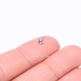 Detail View 2 of Pure24K Implant Grade Titanium OneFit Threadless Light Sapphire CZ Prong Set Birthstone Gem Top Part